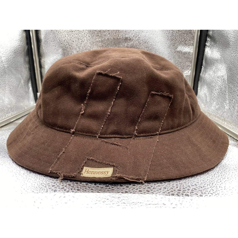 Hennessy Bucket Hat Mens OS Brown Distressed‎ Patchwork Cotton Streetwear Cap